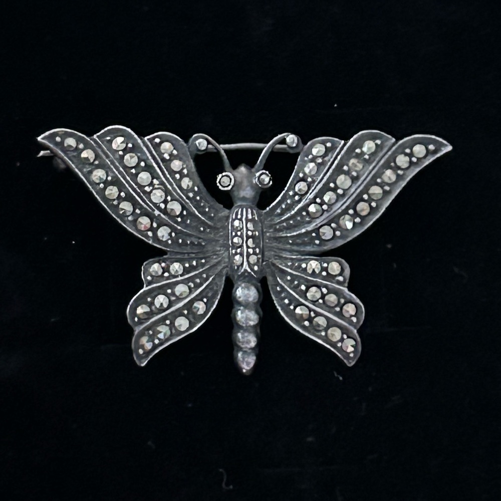 Vintage Sterling Silver Marcasites Butterfly Brooch